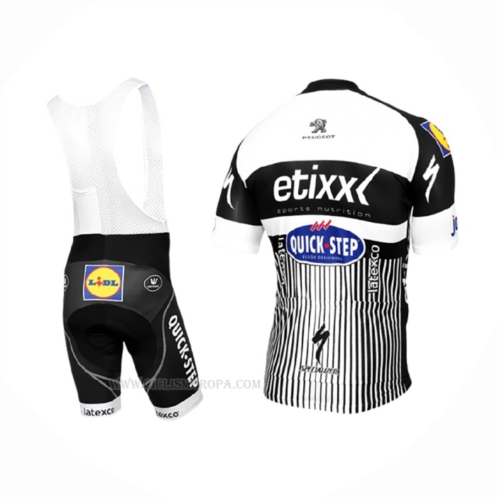 2016 Ropa Ciclismo Etixx Quick Step Blanco Negro Mangas Corta y Culotte Corto